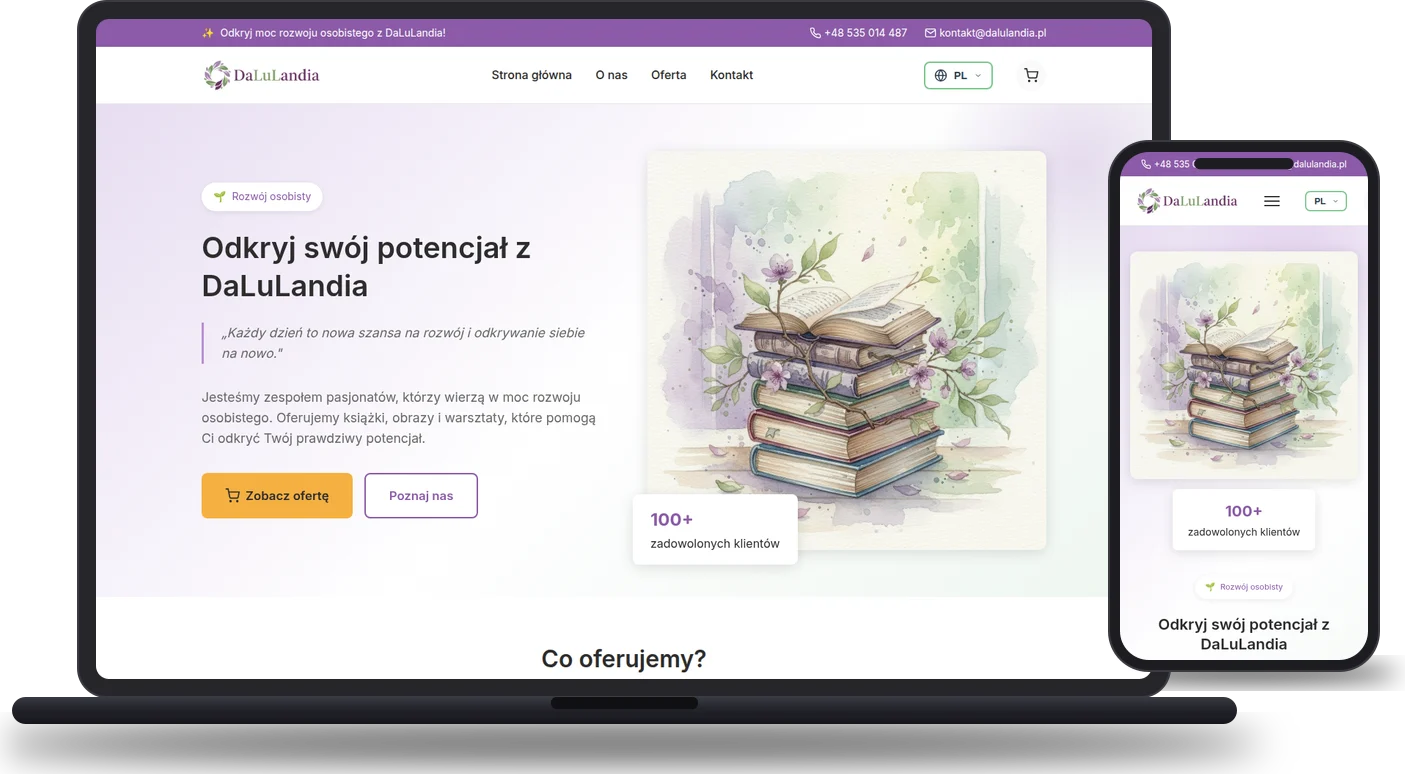 Realizacja: DaLuLandia - sklep internetowy (dalulandia.pl) - mockup strony na laptopie i telefonie